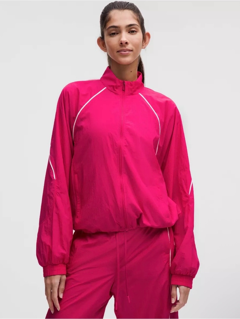 Lululemon License To Train Hot Pink Lightweight Full-Zip Bomber Jacket size 12